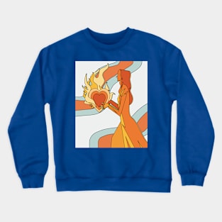 Flames Burning Heart On Fire Crewneck Sweatshirt